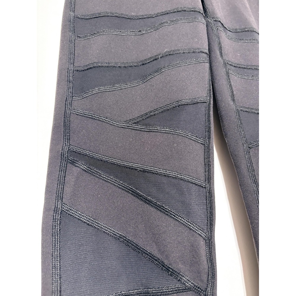 Lululemon Pants Womens 4 Black Mesh Panel Moto High Rise Leggings Yoga Athletic - Picture 2 of 6